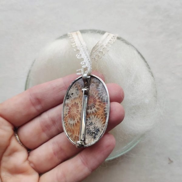 FOSSILIZED CORAL PENDANT-BROCHE - Afbeelding 2