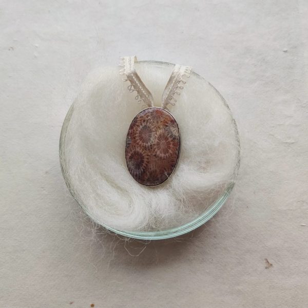 FOSSILIZED CORAL PENDANT-BROCHE - Afbeelding 3