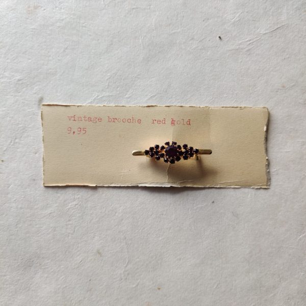 BROOCHE VINTAGE GOLD/RED